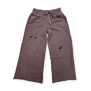 Y2K Aerie Distressed Baggy Sweatpants Womens Medium Brown Wide Leg Loose Fit